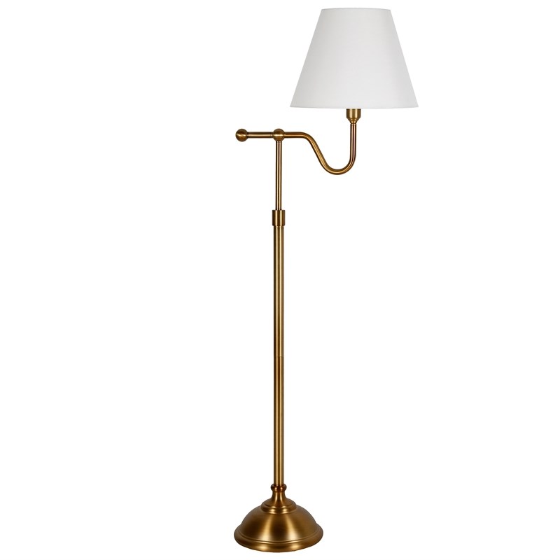 Henn&Hart Contemporary Metal Floor Lamp with Boom Arm in Brass FL0368 Henn&Hart Contemporary Metal Floor Lamp with Boom Arm in Brass FL0368